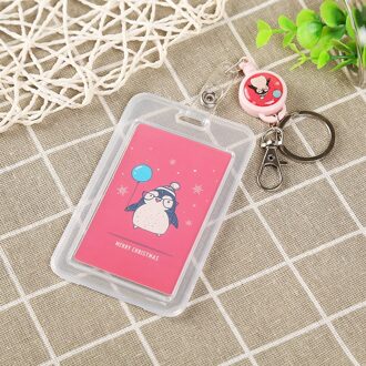 Leuke Cartoon Transparante Id Card Cover Bus Credit Business Toegang Beschermende Houder Kantoorbenodigdheden wijn rood