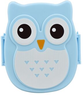 Leuke Cartoon Uil Lunchbox Twee Grids Voedsel Container Opbergdoos Reizen Picknick Draagbare Bento Box Koelkast Voedsel Organizer