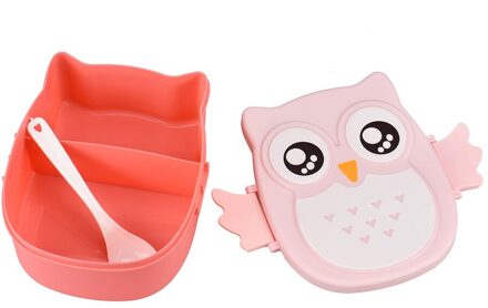 Leuke Cartoon Uil Lunchbox Voedsel Container Opbergdoos Draagbare Kids Student Lunchbox Container Met Compartimenten Case #43