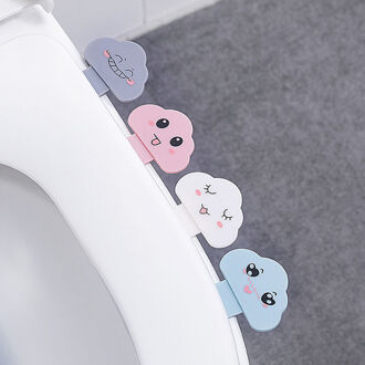 Leuke Cartoon Wc Cover Lifting Apparaat Draagbare Toiletbril Lifters Deksel Handvat Sticker Draagbare Sanitaire Handvat Zetel Accessoire Blauw