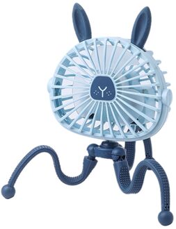 Leuke Cartoons Octopus Draagbare Usb Fans Handheld Kinderwagen Beugel Stille Ventilator Mini Stand Fans blauw