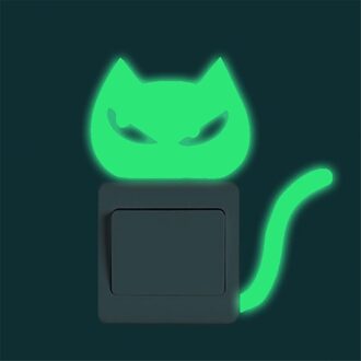 Leuke Creatieve Kitten Kat Lichtgevende Noctilucent Glow Switch Muursticker Home Dubbelzijdig Visuele Lichtgevende Schakelaar Sticker #25 3