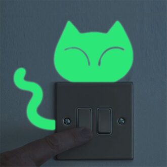 Leuke Creatieve Kitten Kat Lichtgevende Noctilucent Glow Switch Muursticker Home Dubbelzijdig Visuele Lichtgevende Schakelaar Sticker #25 4