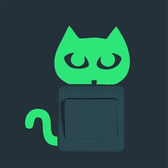 Leuke Creatieve Kitten Kat Lichtgevende Noctilucent Glow Switch Muursticker Home Dubbelzijdig Visuele Lichtgevende Schakelaar Sticker #25