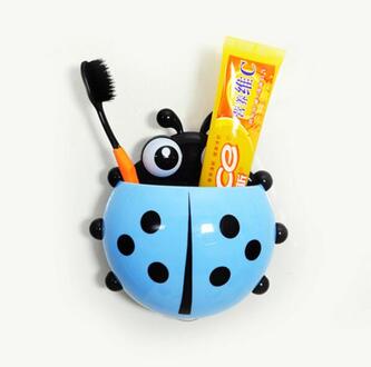 Leuke Creatieve Zeven-Ster Lieveheersbeestje Tandenborstelhouder, Sterke Zuignap Tandenborstel Opbergrek, Tandpasta Cleanser Rack Blauw