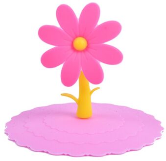 Leuke Deksel-Siliconen Bloemen Sieren Water Drinkbeker Deksel Siliconen Anti-stof Kom Cover Cup Seals Glazen Mokken cap roze