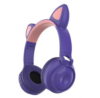 Leuke Draadloze Hoofdtelefoon Lichtgevende Bluetooth 5.0 Hoofdtelefoon Meisje Kat Ear Hoofdtelefoon High Fidelity Stereo Muziek Met Microfoon 2