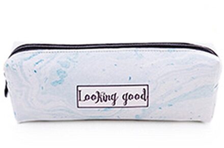 Leuke Etui Marmer Patroon Lederen Pen Tas Potlood Doos Etui Briefpapier Pouch Office School Supply