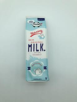 Leuke fun etui school etui cartoon lederen melk pen box briefpapier tas schoolbenodigdheden lucht blauw
