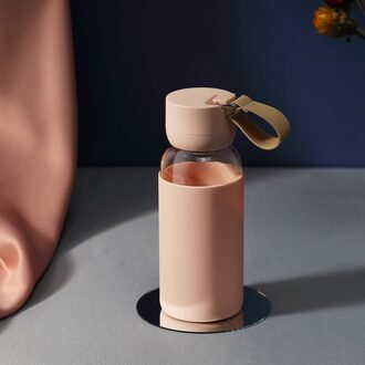 Leuke Glazen Fles Drinkware Koffiekopje Kristal Fles Water 400Ml Water Fles Fles Thee Flessen Kleurrijke Verkoop Items Roze