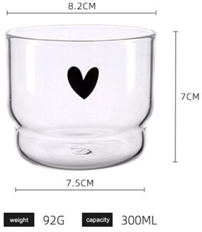 Leuke Hart Patroon Koffie Mok Melk Glas 300Ml Hittebestendige Thee Bier Mok Melk Citroensap Cup Drinkware Creatieve meisje