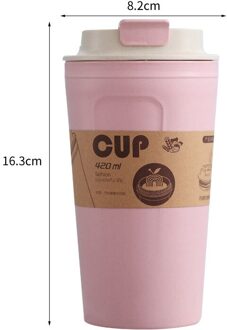 Leuke Herbruikbare Reizen Fles Te Gaan Koffie Cup Fles Met Deksel Bamboe Fles voor Thee Sap Koffie Cup Lekvrij Mokken drinkware Roze