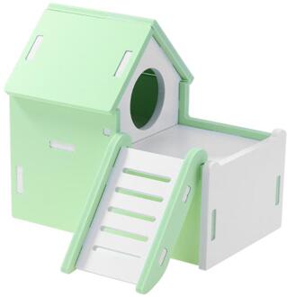Leuke Hout Hamster Huis Bekijken Dek Ladder Hamster Huis Kleine Huisdieren Rat Muis Hut Nest Huisdier Slapen Blokhut Milieuvriendelijke hout Groen