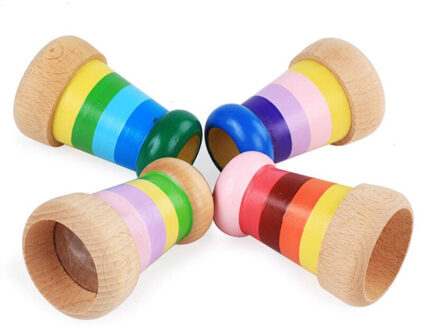 Leuke Houten Magical Mini Caleidoscoop Bee Eye Effect Polygon Prism Kinderen Speelgoed Speciale Voor Kinderen Over 2 Jaar bruin