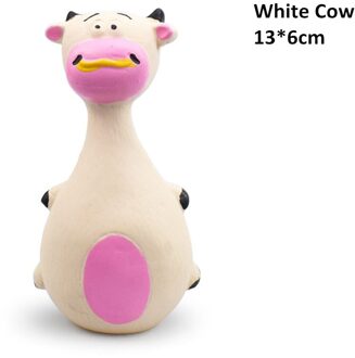 Leuke Huisdier Speelgoed Puppy Hond Latex Speelgoed Sound Piepende Cat Animal Chew Huisdieren Rubber Vocal Speelgoed Olifant/Koe 1stk wit koe