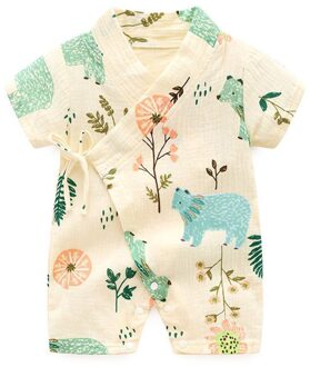 Leuke Japanse Kids Kleding Baby Rompertjes Cartoon Garen Kimono Romper Baby Jongens en Meisjes Kleding Peuter bebe Nachtkleding Jly30 B / 24M