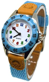 Leuke Jongens Meisjes Quartz Horloge Kids Kinderen Stof Band Student Tijd Klok Horloge HEE889 lucht blauw