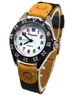 Leuke Jongens Meisjes Quartz Horloge Kids Kinderen Stof Band Student Tijd Klok Horloge NIN668 Brons