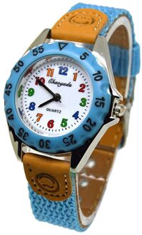 Leuke Jongens Meisjes Quartz Horloge Kids Kinderen Stof Band Student Tijd Klok Horloge NIN668 Bruin