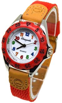 Leuke Jongens Meisjes Quartz Horloge Kids Kinderen Stof Band Student Tijd Klok Horloge NIN668 koffie