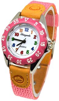 Leuke Jongens Meisjes Quartz Horloge Kids Kinderen Stof Band Student Tijd Klok Horloge NIN668 Paars