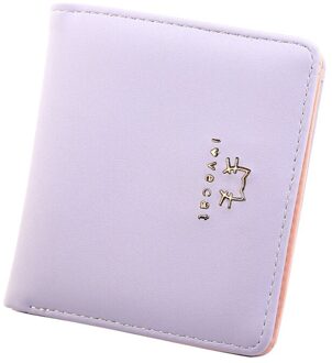 Leuke Kat Gezicht Vrouwen Portemonnee Voor Creditcards Kleine Lederen Korte Vrouwen Portefeuilles En Portemonnees Carteira Feminina paars