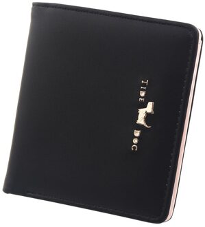 Leuke Kat Gezicht Vrouwen Portemonnee Voor Creditcards Kleine Lederen Korte Vrouwen Portefeuilles En Portemonnees Carteira Feminina zwart