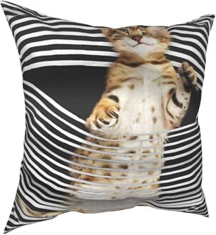 Leuke Kat Kitty Kussen Woondecoratie Kussenhoes Sierkussen Voor Thuis Polyester Dubbelzijdig Printen Casual 30x30cm 12x12in