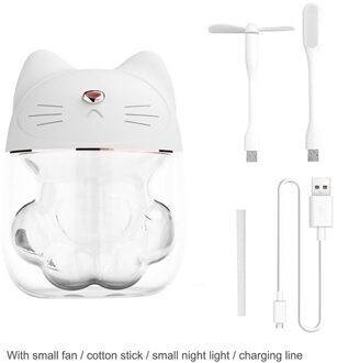 Leuke Kat Klauw Cup Luchtbevochtiger Usb Desktop Diffuser Mist Maker Ultrasone Luchtbevochtiger Kleurrijke Nachtlampje wit