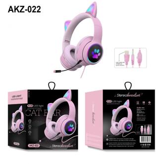 Leuke Kat Oor Bedrade Hoofdtelefoon Ruisonderdrukking Virtuele Dual Mic 7.1 Kanaals Led Light Game Headset Voor Laptop Computer 01
