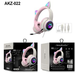 Leuke Kat Oor Bedrade Hoofdtelefoon Ruisonderdrukking Virtuele Dual Mic 7.1 Kanaals Led Light Game Headset Voor Laptop Computer 02