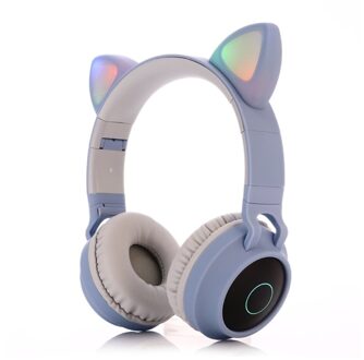 Leuke Kat Oor Headset Draadloze Headset Hoofdtelefoon 5.0 Bass Opvouwbare Stereo Hoofdtelefoon Gaming Hoofdtelefoon Voor Mobiele Telefoon groen