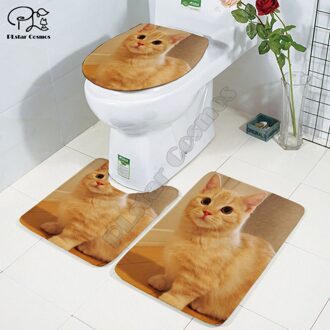 Leuke Kat Patroon Cartoon Funny Stitch 3D Gedrukt Badkamer Voetstuk Tapijt Deksel Wc Cover Badmat Set Stijl-3 4