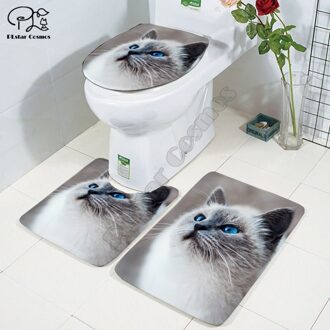 Leuke Kat Patroon Cartoon Funny Stitch 3D Gedrukt Badkamer Voetstuk Tapijt Deksel Wc Cover Badmat Set Stijl-3 6