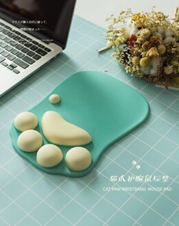 Leuke Kat Poot Muismat Anti-Slip Siliconen Muizen Mat Pc Laptop Computer Kantoor Comfort Wrist Rest Ondersteuning Gaming accessoire groen