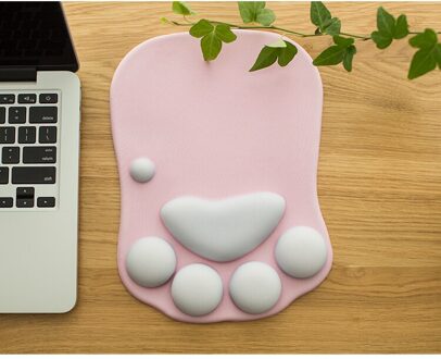 Leuke Kat Poot Muismat Anti-Slip Siliconen Muizen Mat Pc Laptop Computer Kantoor Comfort Wrist Rest Ondersteuning Gaming accessoire Roze