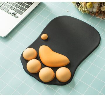 Leuke Kat Poot Muismat Anti-Slip Siliconen Muizen Mat Pc Laptop Computer Kantoor Comfort Wrist Rest Ondersteuning Gaming accessoire zwart