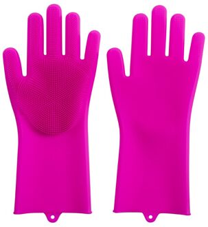 Leuke Keuken Ware Borstels Reinigingsborstel Afwassen Magic Siliconen Handschoenen Keuken Gadgets Koken Keuken Gereedschap Accessoires roos rood