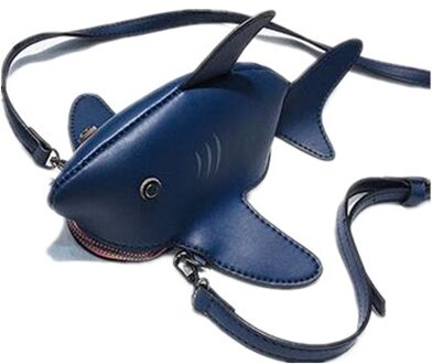 Leuke Kinderen Meisjes Mode Haai Tas Pu Leer Waterdicht Handtas Fanny Pack Kids Casual Tote Mini Tassen Portemonnee diep blauw