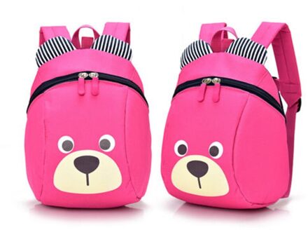 Leuke Kinderen Peuter Kids Cartoon Beer Safety Harness Strap Bag Rugzak Met Reins Jongens Meisjes Outdoor Reizen Kleine Rugzak roos rood