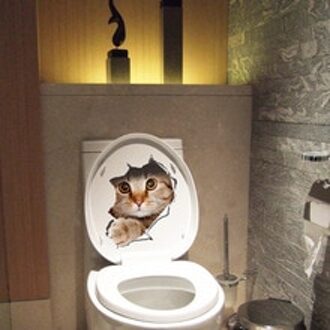Leuke Kitten Toiletbril 3D art decal Afneembare Badkamer zelfklevende Bloem vochtbestendige Landschapsarchitectuur Decoratie #10