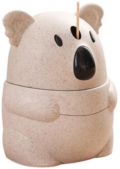 Leuke Koala Tandenstoker Houder Doos Tarwe Stro Handpers Automatische Tandenstoker Blikjes Handmatig Decor Case Cure Dent Automatique Fd