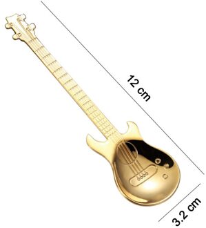 Leuke Koffie Lepels Gitaar Vorm Mini Dessert Lepel Voor Ijs Metalen Rvs Muziekinstrument Bass Kleine Lepel goud
