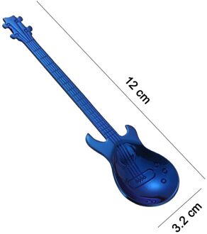 Leuke Koffie Lepels Gitaar Vorm Mini Dessert Lepel Voor Ijs Metalen Rvs Muziekinstrument Bass Kleine Lepel helder blauw