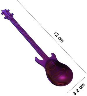 Leuke Koffie Lepels Gitaar Vorm Mini Dessert Lepel Voor Ijs Metalen Rvs Muziekinstrument Bass Kleine Lepel helder paars