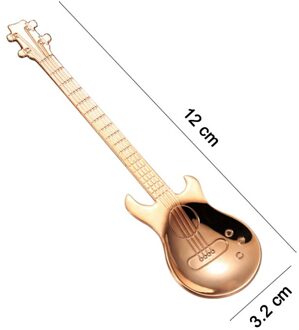 Leuke Koffie Lepels Gitaar Vorm Mini Dessert Lepel Voor Ijs Metalen Rvs Muziekinstrument Bass Kleine Lepel roos goud