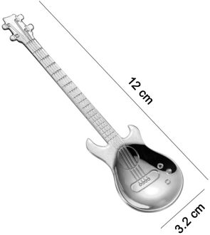 Leuke Koffie Lepels Gitaar Vorm Mini Dessert Lepel Voor Ijs Metalen Rvs Muziekinstrument Bass Kleine Lepel zilver