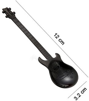 Leuke Koffie Lepels Gitaar Vorm Mini Dessert Lepel Voor Ijs Metalen Rvs Muziekinstrument Bass Kleine Lepel zwart