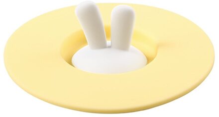 Leuke Konijnen Silicone Cup Cover Lekvrij Thee Koffie Verzegelde Deksels Cap Herbruikbare Seal Zuig Luchtdicht Cup Cap Термос Cover geel