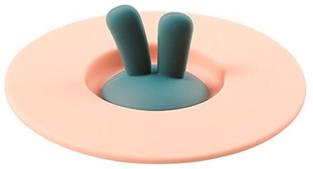 Leuke Konijnen Silicone Cup Cover Lekvrij Thee Koffie Verzegelde Deksels Cap Herbruikbare Seal Zuig Luchtdicht Cup Cap Термос Cover roze